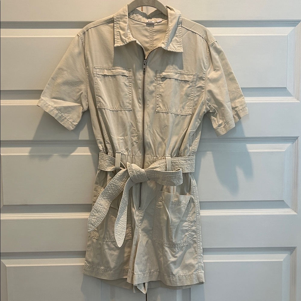 GAP Beige Short Sleeve Utility Romper